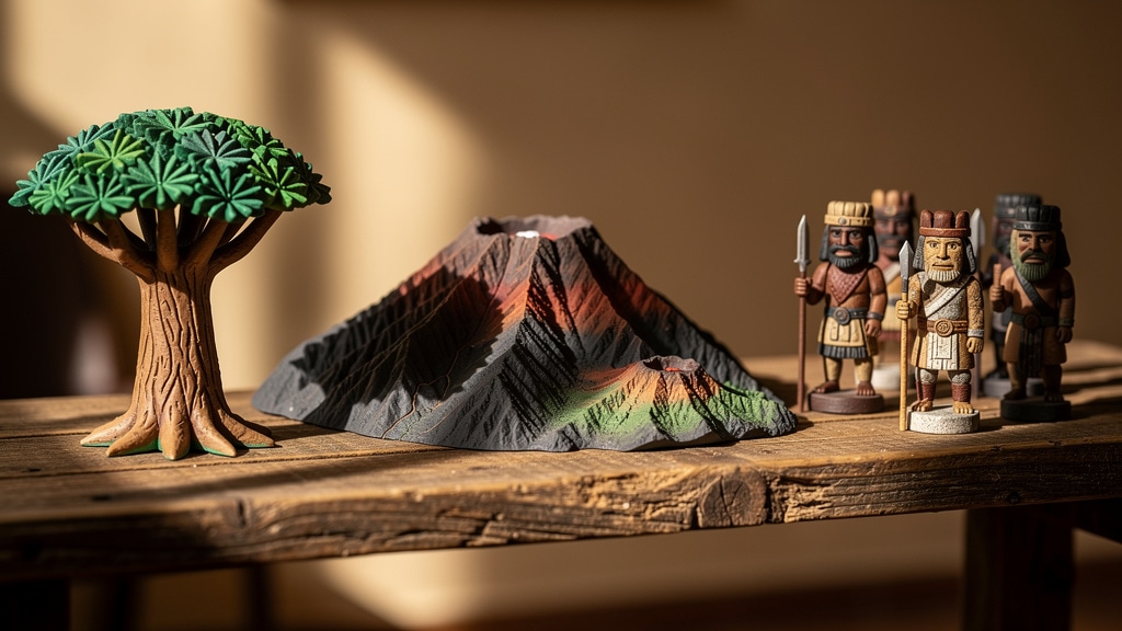 Recuerdos canarios auténticos hechos en 3D: menceys, drago y Teide